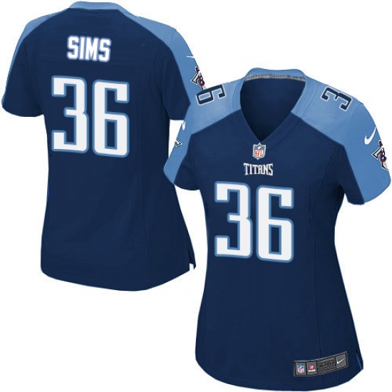 Women's Nike Tennessee Titans #36 LeShaun Sims Game Navy Blue Alternate NFL Jersey - Ujersey