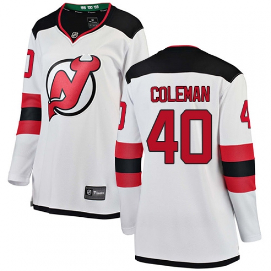 Women's New Jersey Devils #40 Blake Coleman Fanatics Branded White Away Breakaway NHL Jersey - Ujersey