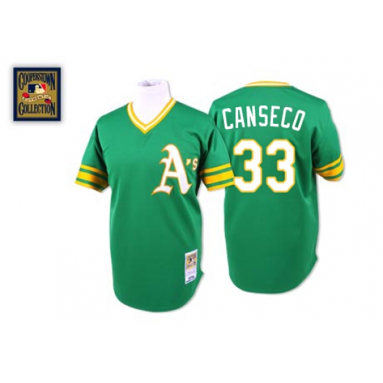 Men's Mitchell and Ness Oakland Athletics #33 Jose Canseco Authentic Green Throwback MLB Jersey - Ujersey