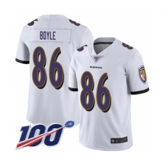 Men's Baltimore Ravens #86 Nick Boyle White Vapor Untouchable Limited Player 100th Season Football Jersey - Ujersey
