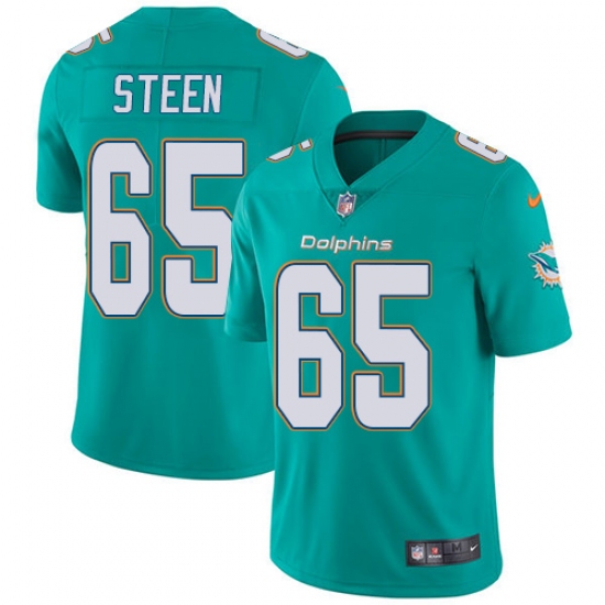 Men's Nike Miami Dolphins #65 Anthony Steen Aqua Green Team Color Vapor Untouchable Limited Player NFL Jersey - Ujersey