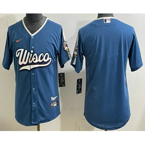 Youth Milwaukee Brewers Blank Blue 2026 City Connect Stadium Jersey - Ujersey