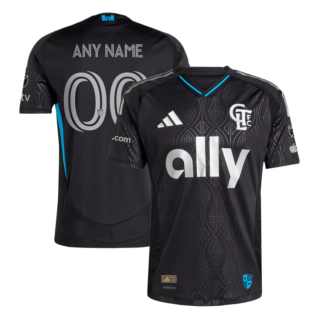 Men's Charlotte FC adidas Black 2025 Fortress Kit Authentic Custom Jersey - Ujersey