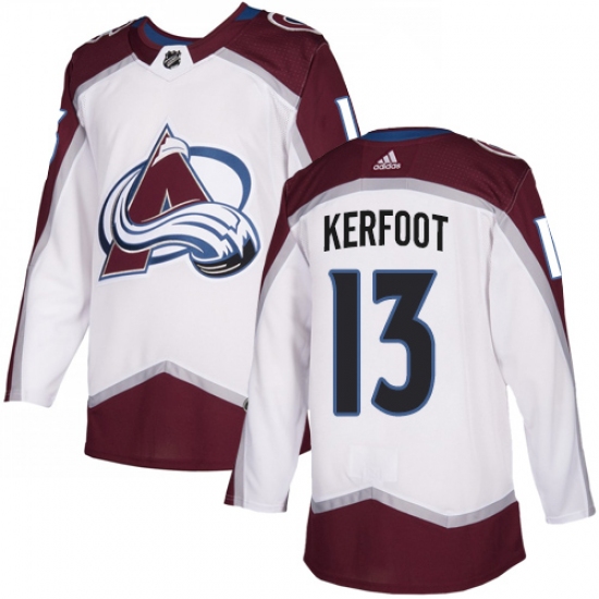 Men's Adidas Colorado Avalanche #13 Alexander Kerfoot White Road Authentic Stitched NHL Jersey - Ujersey