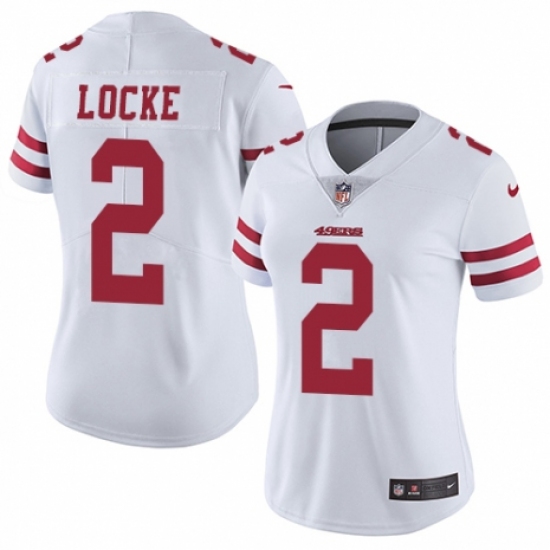 Women's Nike San Francisco 49ers #2 Jeff Locke White Vapor Untouchable Limited Player NFL Jersey - Ujersey