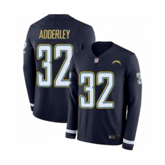 Youth Los Angeles Chargers #32 Nasir Adderley Limited Navy Blue Therma Long Sleeve Football Jersey - Ujersey