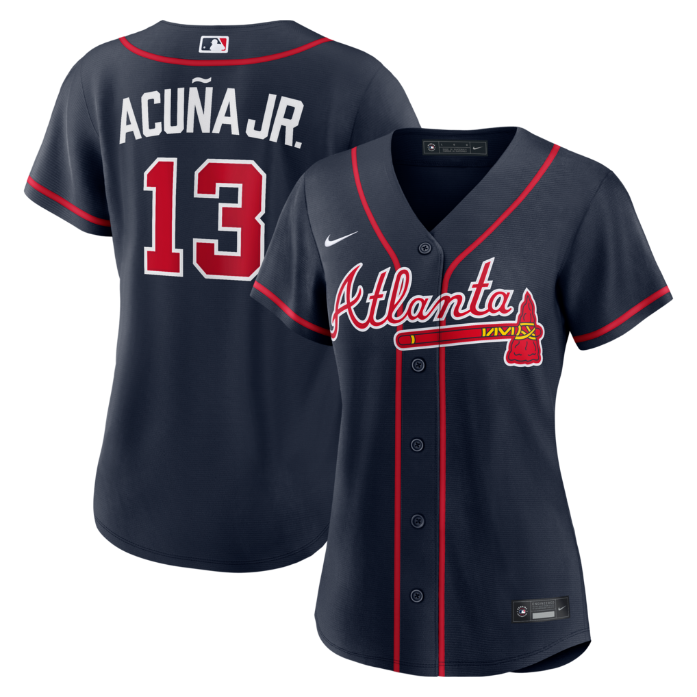 Women's Atlanta Braves Ronald Acuña Jr. Nike Navy Alternate Replica Jersey - Ujersey