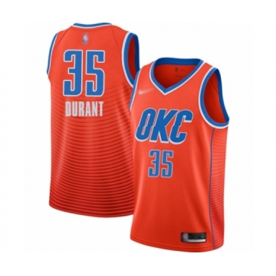 Youth Oklahoma City Thunder #35 Kevin Durant Swingman Orange Finished Basketball Jersey - Statement Edition - Ujersey