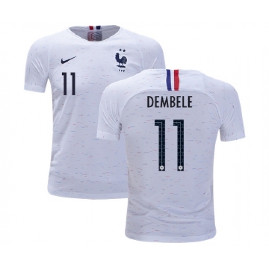 France #11 Dembele Away Kid Soccer Country Jersey