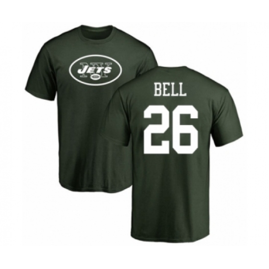 Football New York Jets #26 Le'Veon Bell Green Name & Number Logo T-Shirt - Ujersey