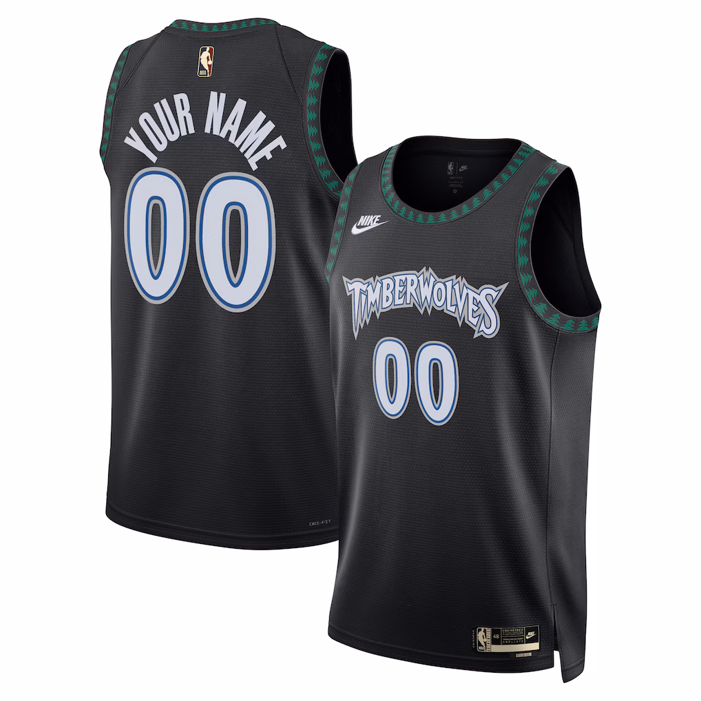 Unisex Minnesota Timberwolves Nike Black Swingman Custom Jersey - Classic Edition