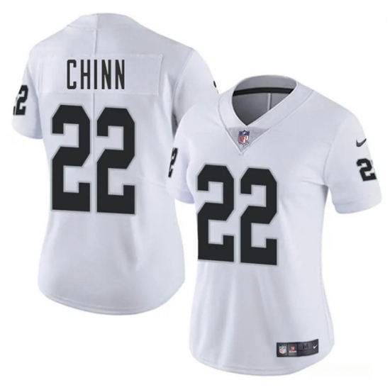 Women's Las Vegas Raiders #22 Jeremy Chinn White 2025 Vapor Football Stitched Jersey(Run Small) - Ujersey
