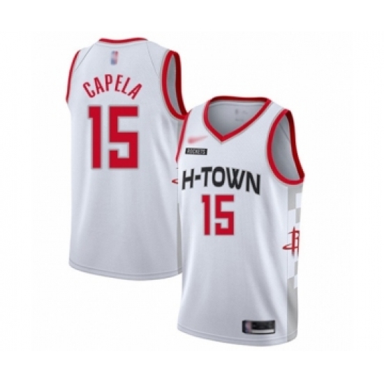 Men's Houston Rockets #15 Clint Capela Swingman White Basketball Jersey - 2019 20 City Edition - Ujersey