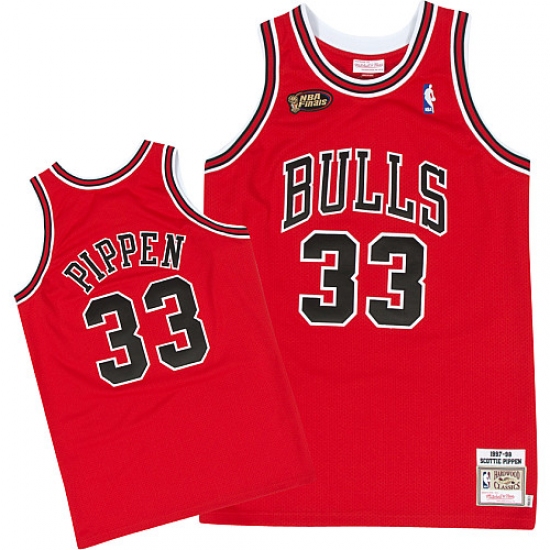 Men's Mitchell and Ness Chicago Bulls #33 Scottie Pippen Swingman Red Throwback NBA Jersey - Ujersey