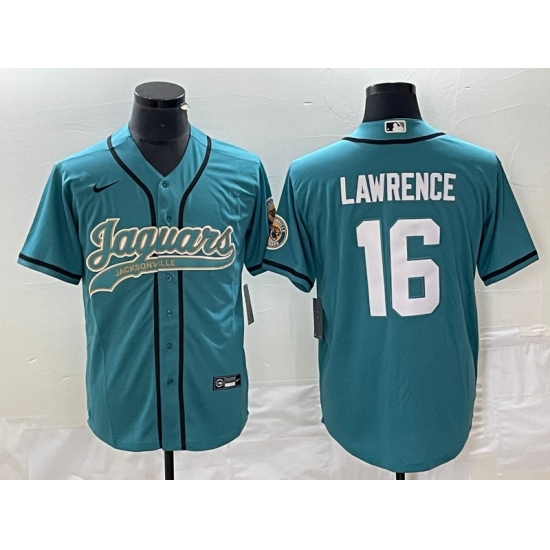 Men's Nike Jacksonville Jaguars #16 Trevor Lawrence Green Cool Base Stitched Baseball Jersey - Ujersey