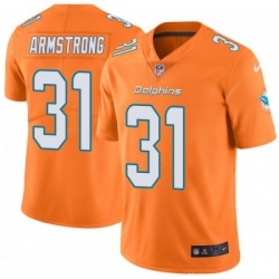 Youth Nike Miami Dolphins #31 Cornell Armstrong Orange Stitched NFL Limited Rush Jersey - Ujersey