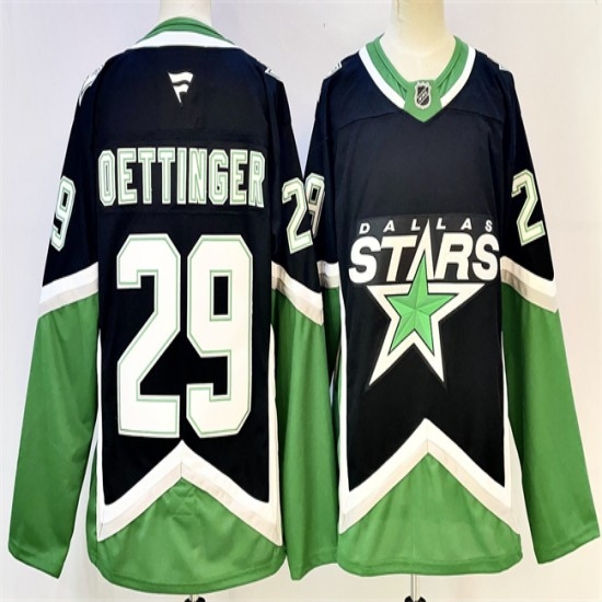Men's Dallas Stars #29 Jake Oettinger Black 2025-26 Alternate Stitched Hockey Jersey - Ujersey