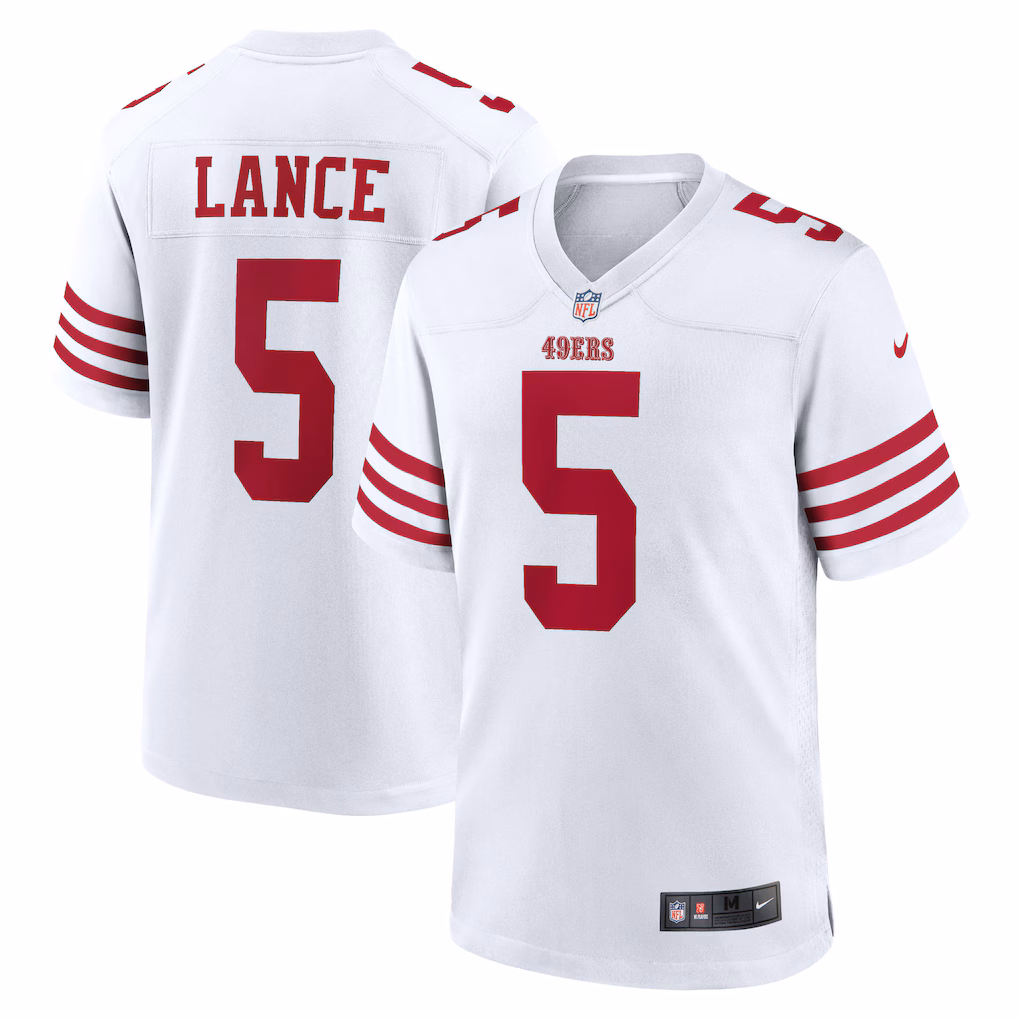 Men's San Francisco 49ers Trey Lance Nike White Team Game Jersey - Vujersey Los Angeles Rams