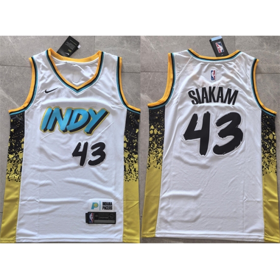 Men's Indiana Pacers #43 Pascal Siakam White 2025 City Edition Stitched Basketball Jersey - Ujersey
