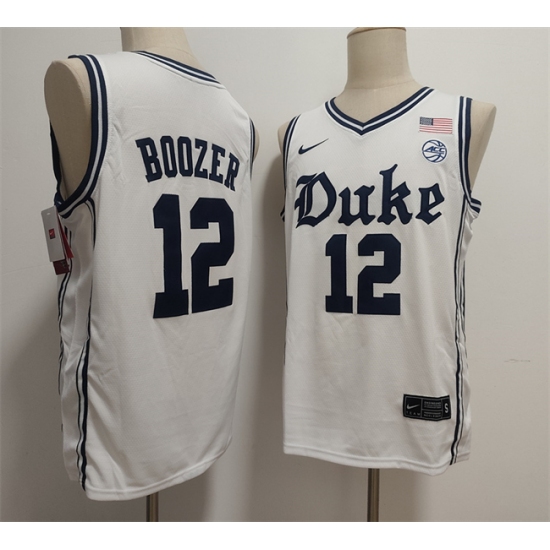 Men's Duke Blue Devils #12 Cameron Boozer White Stitched Basketball Jersey - Ujersey