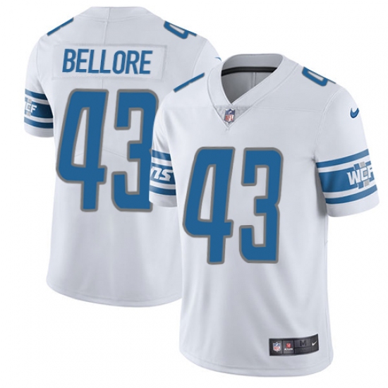 Youth Nike Detroit Lions #43 Nick Bellore White Vapor Untouchable Elite Player NFL Jersey - Ujersey