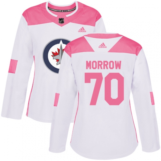 Women's Adidas Winnipeg Jets #70 Joe Morrow Authentic White Pink Fashion NHL Jersey - Ujersey