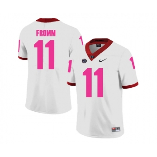 Georgia Bulldogs 11 Jake Fromm White 2018 Breast Cancer Awareness College Football Jersey - Ujersey