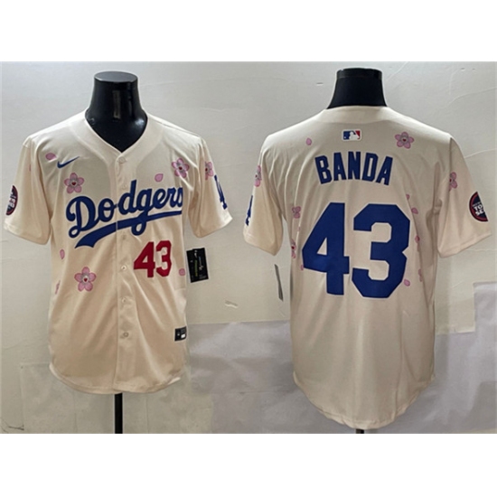 Men's Los Angeles Dodgers #43 Anthony Banda Cream 2025 Tokyo Series Limited Stitched Baseball Jersey - Ujersey