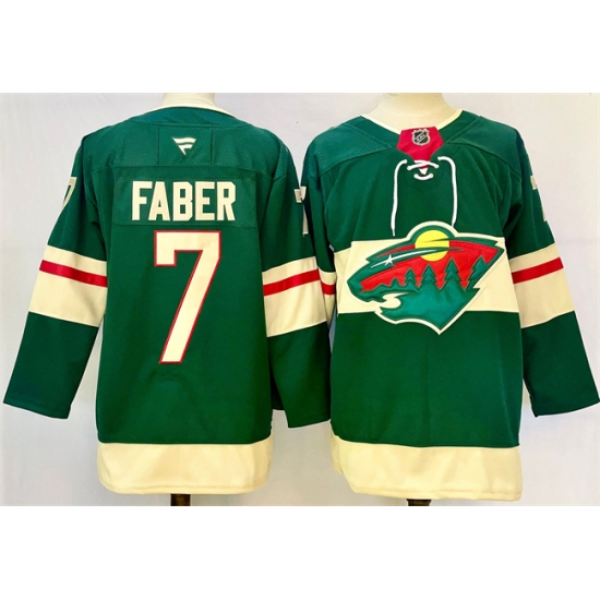 Men's Minnesota Wild #7 Brock Faber Green 2024-25 Home Stitched Hockey Jersey - Ujersey