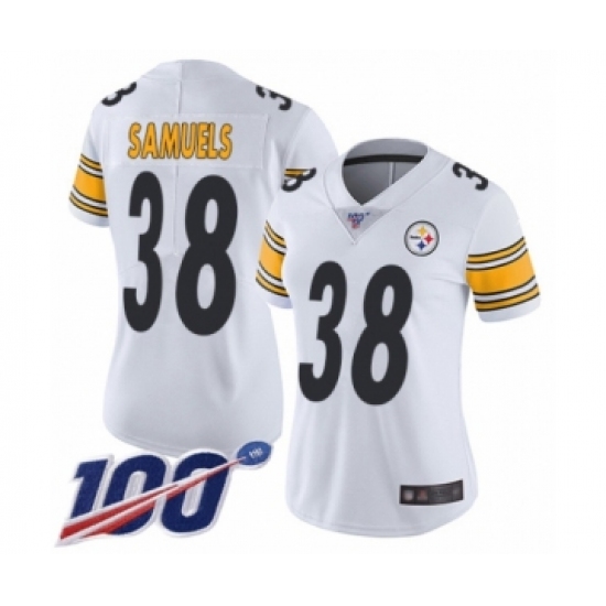 Women's Pittsburgh Steelers #38 Jaylen Samuels White Vapor Untouchable Limited Player 100th Season Football Jersey - Ujersey