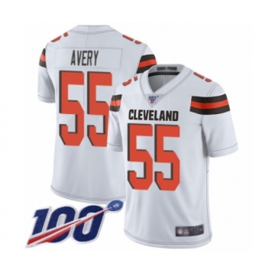 Men's Cleveland Browns #55 Genard Avery White Vapor Untouchable Limited Player 100th Season Football Jersey - Ujersey