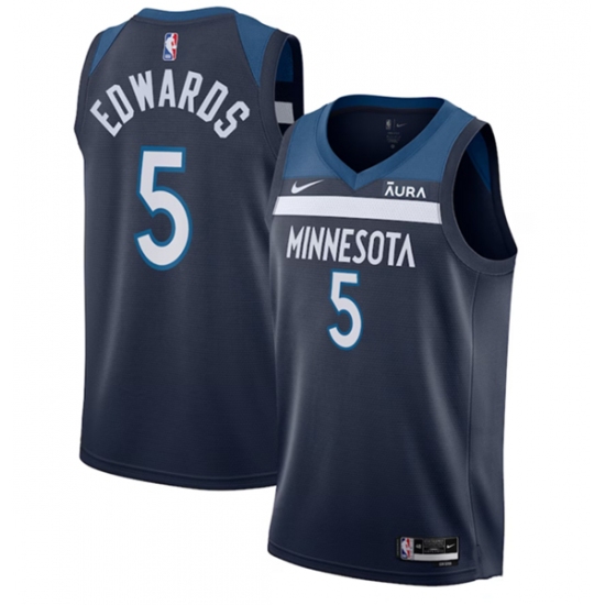 Men's Minnesota Timberwolves #5 Anthony Edwards Navy Icon Edition Stitched Jersey - Ujersey