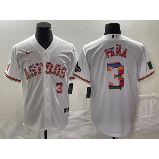Men's Nike Houston Astros #3 Jeremy Pena White Color Stitche Cool Base Jersey - Ujersey