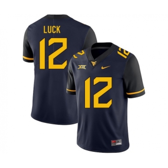 West Virginia Mountaineers 12 Oliver Luck Navy College Football Jersey - Ujersey