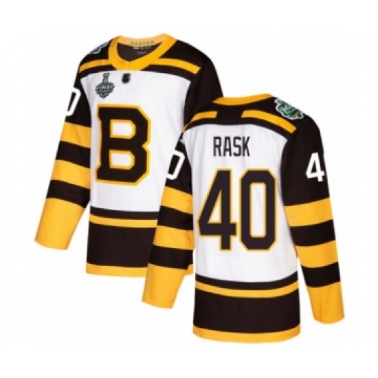 Youth Boston Bruins #40 Tuukka Rask Authentic White Winter Classic 2019 Stanley Cup Final Bound Hockey Jersey - Ujersey