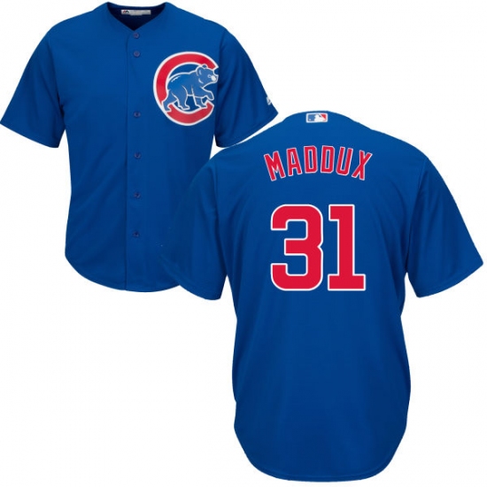 Youth Majestic Chicago Cubs #31 Greg Maddux Authentic Royal Blue Alternate Cool Base MLB Jersey - Ujersey