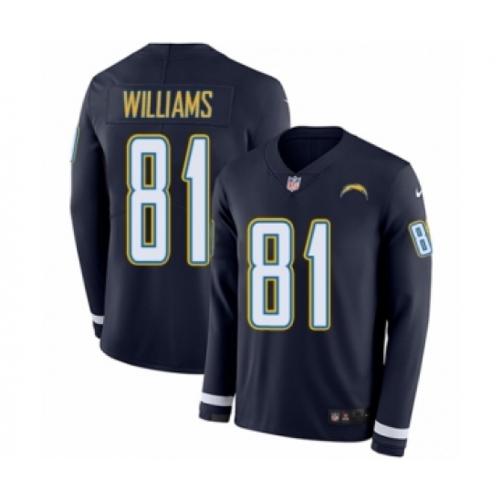 Men's Nike Los Angeles Chargers #81 Mike Williams Limited Navy Blue Therma Long Sleeve NFL Jersey - Ujersey