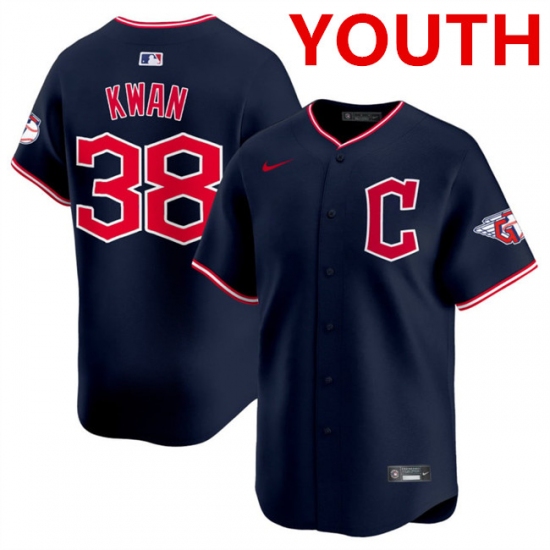 Youth Cleveland Guardians #38 Steven Kwan Navy 2025 Alternate Limited Stitched Baseball Jersey - Ujersey