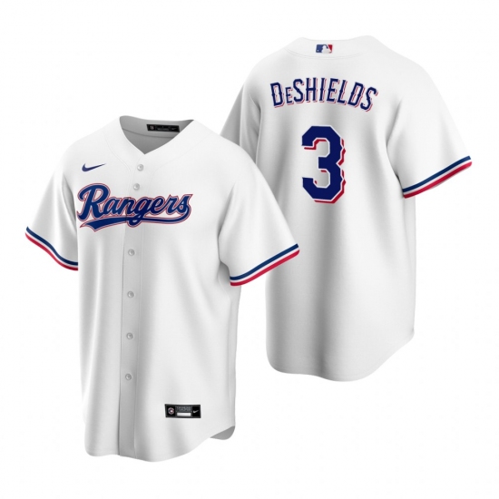 Men's Nike Texas Rangers #3 Delino DeShields White Home Stitched Baseball Jersey - Ujersey