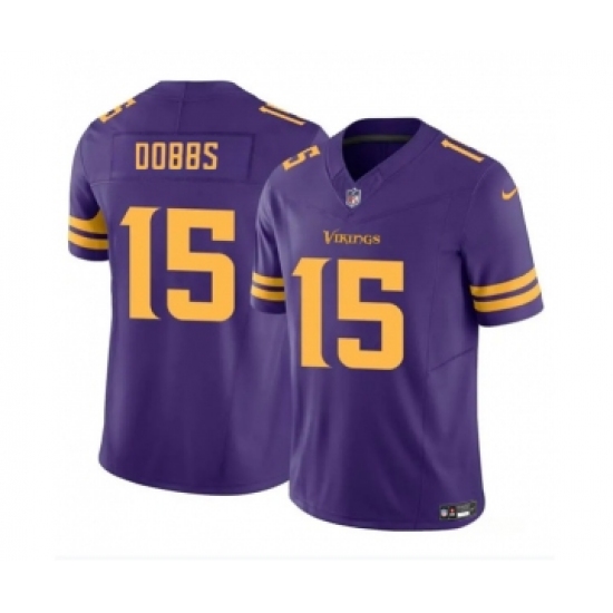Men's Minnesota Vikings #15 Josh Dobbs Purple 2023 F.U.S.E. Color Rush Stitched Jersey - Ujersey