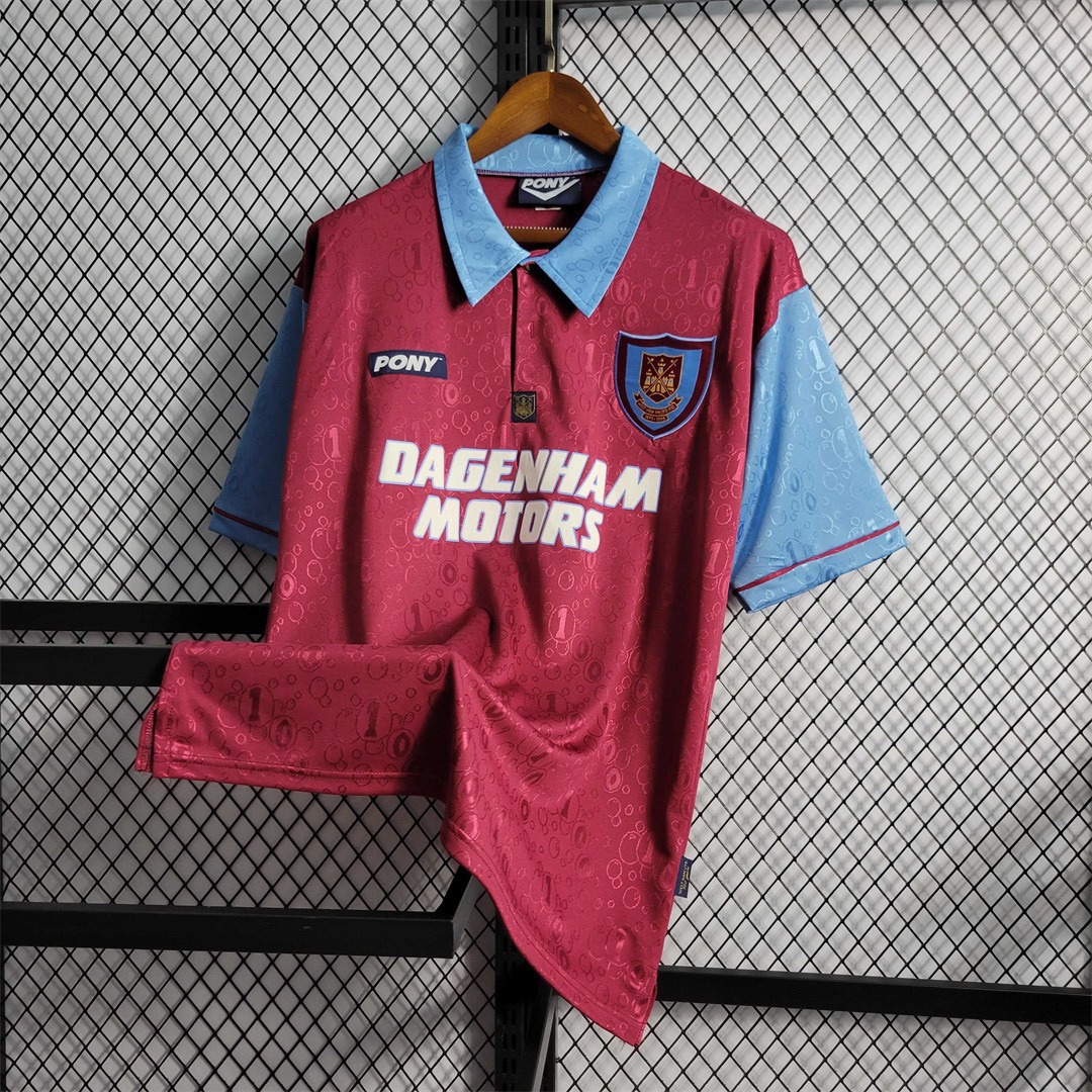 West Ham United Retro Football Jersey Home Custom Shirt 1995/97 - ujerseystore