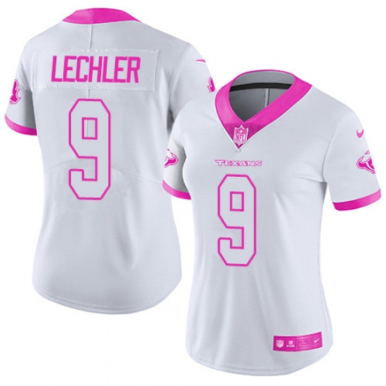 Women's Nike Houston Texans #9 Shane Lechler Limited White/Pink Rush Fashion NFL Jersey - Ujersey
