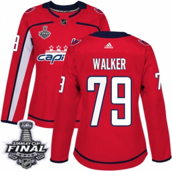 Women's Adidas Washington Capitals #79 Nathan Walker Authentic Red Home 2018 Stanley Cup Final NHL Jersey - Ujersey