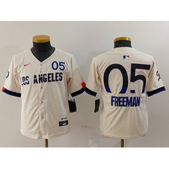Youth Los Angeles Dodgers #5 Freddie Freeman Cream 2024 City Connect Limited Jersey - Ujersey