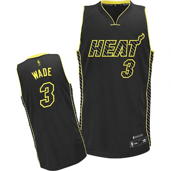 Men's Adidas Miami Heat #3 Dwyane Wade Authentic Black Electricity Fashion NBA Jersey - Ujersey
