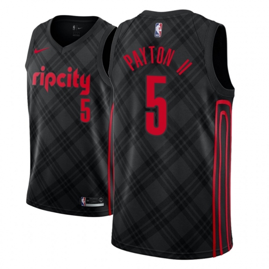 Men NBA 2018-19 Portland Trail Blazers #5 Gary Payton II City Edition Black Jersey - Ujersey