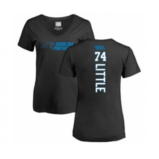 Football Women's Carolina Panthers #74 Greg Little Black Backer T-Shirt - Ujersey