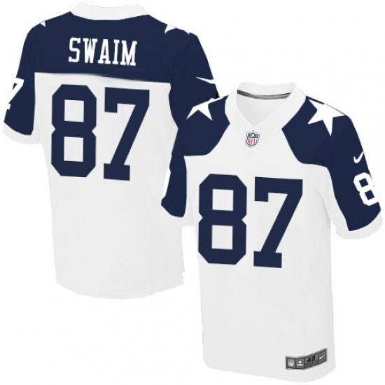 Men's Nike Dallas Cowboys #87 Geoff Swaim Elite White Throwback Alternate NFL Jersey - Ujersey