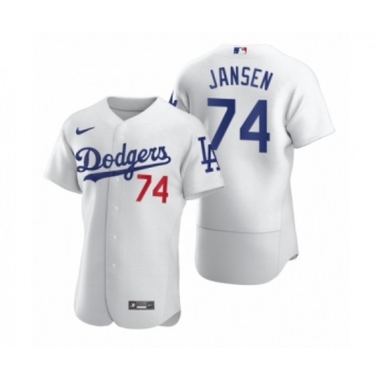 Men's Los Angeles Dodgers #74 Kenley Jansen Nike White 2020 Authentic Jersey - Ujersey