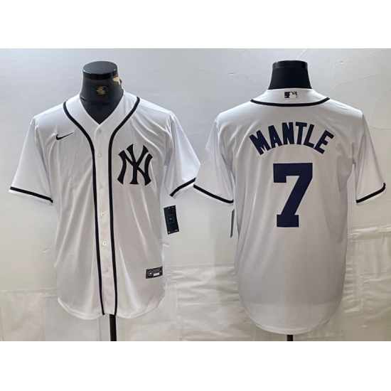 Men's New York Yankees #7 Mickey Mantle White Fashion Cool Base Jersey - Ujersey